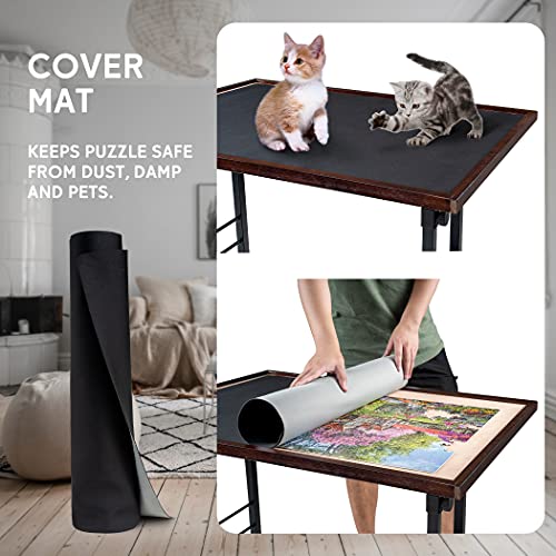 Becko US 1500 Piece Tilting Puzzle Table with Cover Mat & Legs, Jigsaw Puzzle Board with 5 Tilt Angle & Height Adjustment, Portable & Movable Tables with Storage for Adults, Enclosed with 4 W - WoodArtSupply