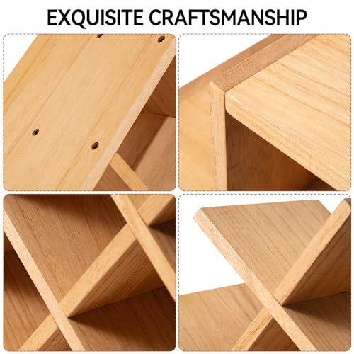 KIRIGEN Wooden 8-Bottle Wine Rack - 3-Tier Wood Wine Display Rack/Free Standing and Countertop Wine Storage Shelf - Bottle Holder/Cabinet Glass Rack Natural XHJJ3-NA KIRIGEN