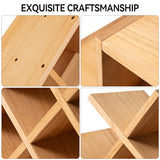 KIRIGEN Wooden 8-Bottle Wine Rack - 3-Tier Wood Wine Display Rack/Free Standing and Countertop Wine Storage Shelf - Bottle Holder/Cabinet Glass Rack Natural XHJJ3-NA KIRIGEN