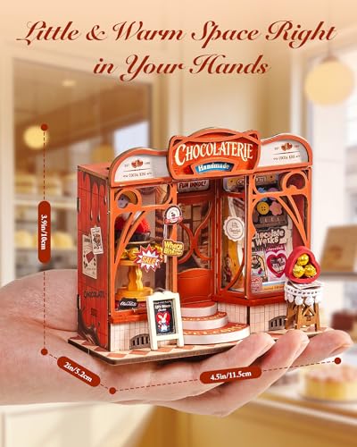 Rolife DIY Miniature House Kit 1:32 Chocolate Shop Diorama Dollhouse Tiny House Model Building Set, Hobby Crafts for Adults Gifts for Him Her