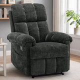 Korser Recliner Chair, Living Room Recliner Chairs for Adults, Small Recliners for Small Spaces, Upholstered Manual Recliner with Side Pockets, Modern Nursery Chair for Living Room, Chenille, Black