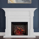 Modern Ember Augustine White Mantel Package 55" W x 48" H with 28 Inch Electric Fireplace Insert - 1,000 Sq Ft Heater 4 Flame Colors, Ember Bed Included | Compatible with Alexa and Google Assistant Modern Ember
