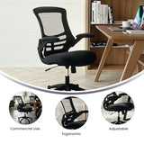 Flash Furniture Kelista Mid-Back Swivel Office Chair with Adjustable Seat Height, Ergonomic Mesh Desk Chair with Flip-Up Armrests, Black Flash Furniture