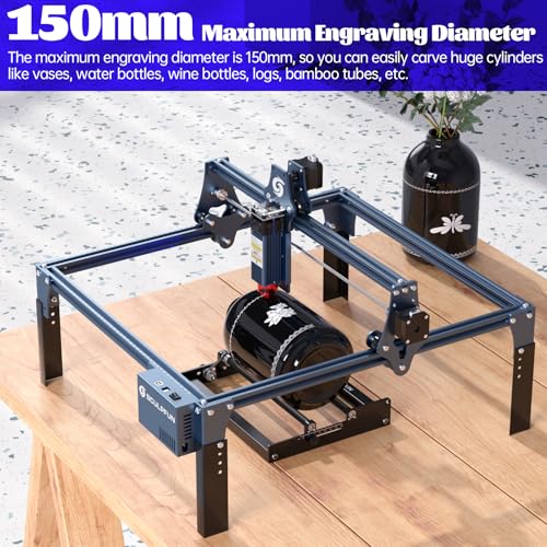 SCULPFUN Rotary Roller, Y-axis Rotary Roller for Laser Engraver Cutter Engraving Cylindrical Objects and Cans with 360°Rotating and 4 Height raisers, Support Diameter 6-150mm SCULPFUN
