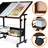 Becko US 1500 Piece Tilting Puzzle Table with Cover Mat & Legs, Jigsaw Puzzle Board with 5 Tilt Angle & Height Adjustment, Portable & Movable Tables with Storage for Adults, Enclosed with 4 Wheels Becko US