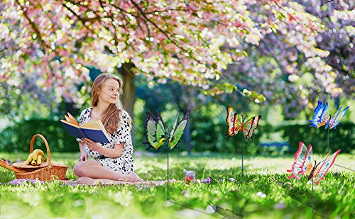 Giant Butterfly Garden Stakes Decorations Outdoor 3D Large Butterflies Lawn Decorative Yard Decor Patio Accessories Ornaments Gardening Art Christmas Whimsical Gifts (Pack of 4) FENELY