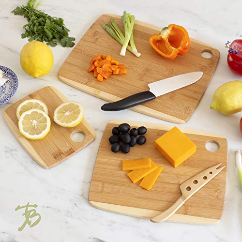 Totally Bamboo 3-Piece Two-Tone Bamboo Serving and Cutting Board Set - WoodArtSupply