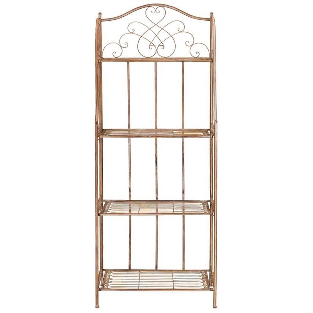 SAFAVIEH PAT5014A Collection Amaris Rusty Orange Wrought Iron 4 Tier Outdoor Bakers Rack Shelve Safavieh