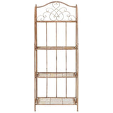 SAFAVIEH PAT5014A Collection Amaris Rusty Orange Wrought Iron 4 Tier Outdoor Bakers Rack Shelve Safavieh