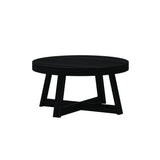 Plank+Beam Classic Round Coffee Table, 36 Inch Farmhouse Coffee Table, Rustic Mini Center Tables for Small Spaces, Small Living Space Tea Table, Black Wirebrush Plank+Beam