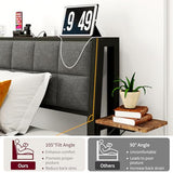 JUISSANO Twin Bed Frame with Wood Storage Headboard/USB Charging Station,Heavy Duty Metal Platform Bed Frames Twin Size No Box Spring Needed,Removable Bedside Shelf,Black and Rustic Brown JUISSANO