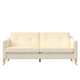 Mr. Kate Tess Sofa with Soft Pocket Coil Cushions, Small Space Living Room Furniture, White Linen Mr. Kate