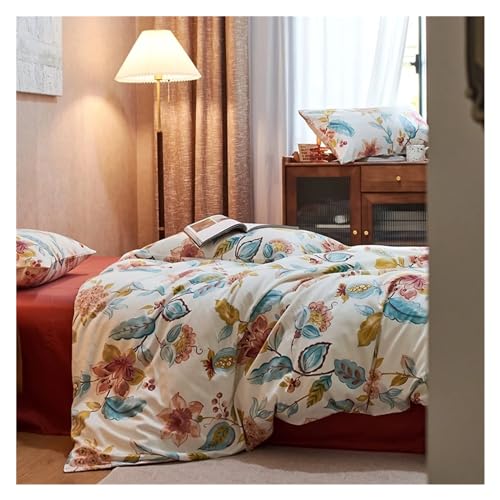 YUSIWOAL European style Bedding Set Cotton Queen Duvet Cover Set with Sheets Single Double Bedding Sets,Summer Duvet Cover sets(A,King) YUSIWOAL