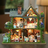ISSEVE DIY Miniature House Kit, Tiny House Dollhouse Kit for Adults, Mini House Building Kits, Miniature Kit Adult Craft Diorama Kit Home Bookshelf Decoration, Gifts for Birthday (Fairy Garden House)