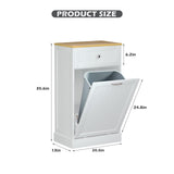 GAZHOME Tilt Out Trash Cabinet, Wooden Free Standing Trash Cabinet,Recycling Cabinet with Hideaway Drawer,10 Gallon Tilt Out Trash Cabinet Kitchen(White) GAZHOME