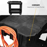 Olympia Tools 2 Shelf Black Rolling Utility Cart - Supports Up to 500 lbs, Comfort Handle - Heavy Duty Carts With Wheels - Great for Warehouse, Olympia Tools