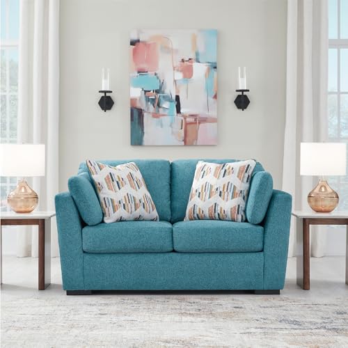 Signature Design by Ashley Keerwick Scandinavian Loveseat with 4 Toss Pillows, Blue Signature Design by Ashley