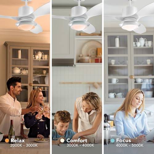 GLOBE Electric Oswald 48 in. Smart Ceiling Fan with LED Light, Energy Saving, Reversible Airflow, Remote Control, Whisper Quiet DC Motor, 6 Speeds, White GLOBE