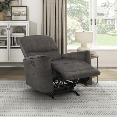 Lexicon Manual Rocker Recliner Chair, Polished Microfiber Manual Reclining Chair with Overstuffed Backrest, Comfy Nursery Recliner for Living Room/Office/Bedroom/Apartment, Easy Assembly, Chocolate