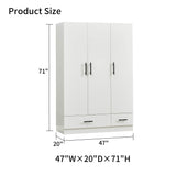 WonderWard Wardrobe Closet, Armoire Wardrobe Closet with 2 Drawers, Closet Cabinet with Clothing Rods, Wardrobe Cabinet with 3 Doors, Wooden Closet with Shelves, Armario De Ropa Closet WonderWard