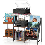 Qlearsoul Vinyl Record Stand, 3-Tier Record Player Table with Left and Right Storage for Living Room Bedroom Qlearsoul