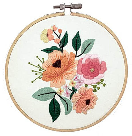 DUTCH STITCH BROTHERS Wildflower Embroidery Starter Kit with Pattern and Instructions. Stamped Embroidery Kits with Embroidery Clothes with Pattern. 6" Embroidery Hoop DUTCH STITCH BROTHERS