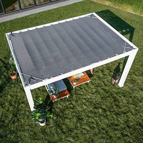 Backyard Discovery 14x10 Windham White Galvanized Steel Pergola w/Sail Shade Soft Canopy, Withstand Winds up to 100 MPH, Rust Resistant, Steel Anchoring Plates, Easy Assembly, USB, Electrical Outlets Backyard Discovery