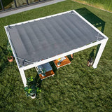 Backyard Discovery 14x10 Windham White Galvanized Steel Pergola w/Sail Shade Soft Canopy, Withstand Winds up to 100 MPH, Rust Resistant, Steel Anchoring Plates, Easy Assembly, USB, Electrical Outlets Backyard Discovery