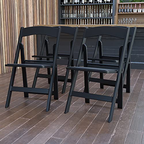 Flash Furniture Hercules Series Folding Chair - Black Resin - 4 Pack 800LB Weight Capacity Comfortable Event Chair - Light Weight Folding Chair, 4-LE-L-1-BLACK-GG - WoodArtSupply