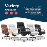 La-Z-Boy Sonata Executive Mid-Back Office Chair, Button-Tufted Seat and Back, Double-Layer Cushion, Padded Armrests, Ergonomic Computer DeskChair, Swivel Metal Base, Bonded Leather, Black/Chrome La-Z-Boy