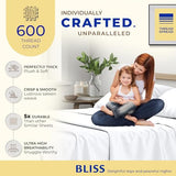 THREAD SPREAD 100% Egyptian Cotton Sheets Queen Size - 600 Thread Count Sheet Set Queen, 4 PC White Luxury Sheets Queen Size, Extra Soft, Cooling Sateen Weave Deep Pocket Sheet, Fits Mattress upto 18" THREAD SPREAD