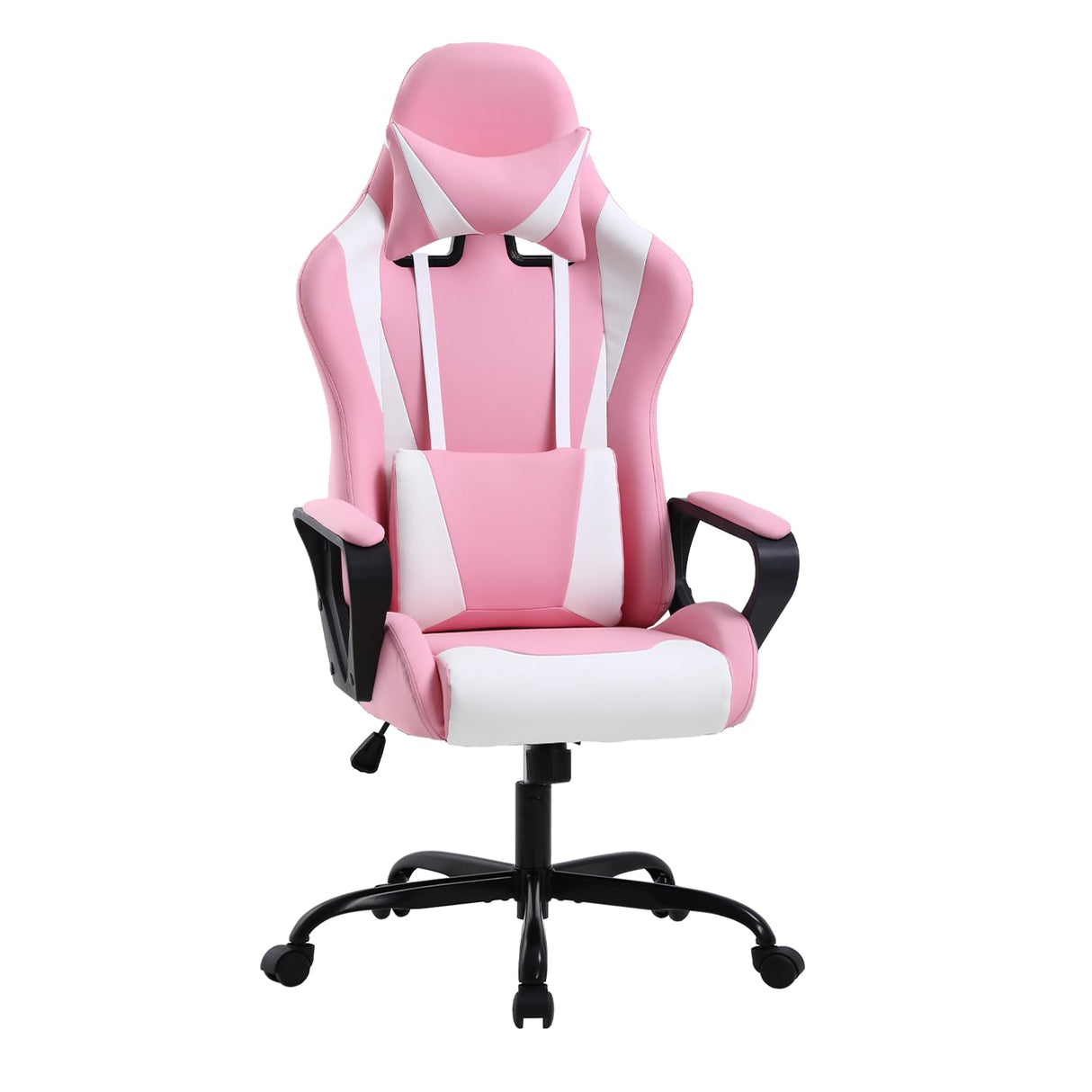Pink Gaming Chair High-Back Office Chair Ergonomic Video Game Chairs Height Adjustable Reclining Computer Chair with Lumbar Support Armrest Headrest Swivel Chair Game Chair for Adult Teen - Pink BSTOPHKL