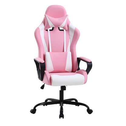 Pink Gaming Chair High-Back Office Chair Ergonomic Video Game Chairs Height Adjustable Reclining Computer Chair with Lumbar Support Armrest Headrest Swivel Chair Game Chair for Adult Teen - Pink