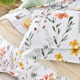 Floral Duvet Cover King Size - White Yellow Flowers and Green Leaf Spring Botanical Printed Microfiber Comforter Cover Set - 3PC 104X90 Soft and Lightweight Quilt Cover, Farmhouse Style for Women Men Faincy