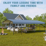 EBE 13' x 25' Metal Carport, Outdoor Steel Carport Canopy with Galvanized Steel Frame and Roof, Heavy Duty Garage Shelter Shade for Cars, Boats, and Truck EBE