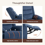 360° Swivel Rocker Recliner Chair for Adults, Nursery Manual Reclining Chair with Arms and Back, Upholstered Glider Rocking with Side Pockets for Living Room, Bedroom Nursing use, Corduroy, Blue