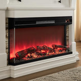 OKD 52 Inch Electric Fireplace with Mantel, Fireplace TV Stand with 36" 3-Sided Glass Electric Fireplace Heater for Living Room (Antique White) OKD