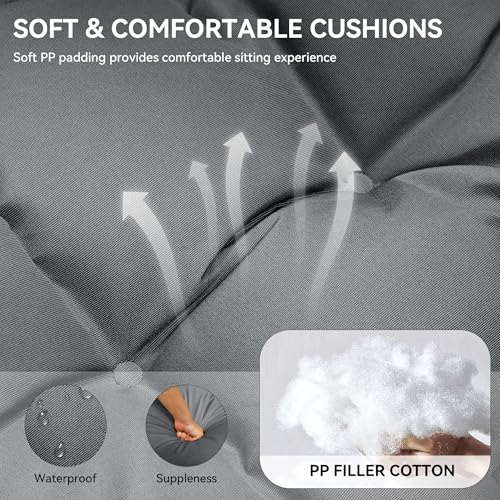 YITAHOME Hanging Egg Chair, Outdoor Patio Wicker Hammock Egg Chair Indoor with Cushion, Rattan Swing Chair 300lbs for Balcony, Garden Bedroom, Gray with Stand YITAHOME