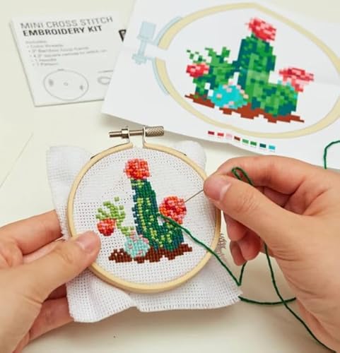 Kikkerland Mini Cross Stitch Cactus Kit, 1 EA