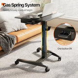 JOY worker Height Adjustable Rolling Laptop Desk with Shelf,Mobile Standing Desk,Pneumatic Mobile Laptop Table with Wheels for Couch Home Office School,Holds Up to 22lbs,Black JOY worker