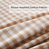 K MASANIJI Taupe White Plaid Ruffle Sheets Full Size 4-Piece Set, 300TC 100% Yarn Dyed Cotton Sheets Deep Pocket Farmhouse Gingham Decorative Bedding (Taupe/White Plaid, Full) K MASANIJI