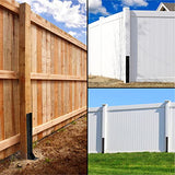 WIMART Fence Post Repair Kit, Heavy Duty Steel Fence Post Anchor Ground Spike for Repair Tilted, Broken Wood Fence Post (Black - Set 4) WIMART