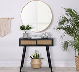 Console Table Small Entryway Table, 31" Console Tables for Entryway, Vanity Desk Rattan Dresser Side Table Black Entry Table Narrow Console Table Modern Hallway Table Boho Sofa Table for Living Room ZYBT