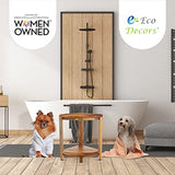 EcoDecors SnazzyCorner 17-Inch Teak Corner Shower Stool with Adjustable Feet and Shelf EcoDecors