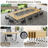 Folding Conference Room Table, 6 Pack Modern Large Mobile Modular Conference Tables Foldable Rolling Training Table for Meeting Classroom(Yellow, 63IN, 6) FIZHKR