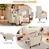 Yaheetech Fabric Recliner Chair Mid-Century Modern Recliner Adjustable Single Recliner Sofa with Thicker Seat Cushion Tufted Upholstered Sofa with Pocket Spring for Living Room Bedroom Beige Set of 2