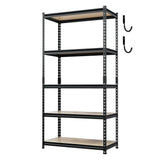 JEKOSEN 4000Lbs Storage Shelves Heavy Duty 5 Tier Adjustable Garage Shelving,Utility Rack Shelf Units for Closet Pantry Basement Kitchen Warehouse,36" Wx18 Dx72 H,Black JEKOSEN