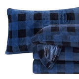 Elegant Comfort Luxuriously Soft 4-Piece Velvet Plush Flannel Sheet Set - Premium Quality - Cozy Warm, Anti-Static, Non Pilling Fuzzy Velvet Flannel Fleece Deep Pocket Sheet Set - Queen, Buffalo Blue Elegant Comfort