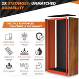 METALTIGER Metal Wardrobe Cabinet - Metal Storage Locker with Locking Doors | Armoire Wardrobe Closet with Doors (Natural Wood Imitation) METALTIGER