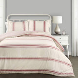 Lush Decor Farmhouse Stripe Reversible Cotton Comforter Set, 3 Piece Set, King, Red - Cozy Farmhouse Bedding Set - Rustic Decor - Striped Comforter - Modern Farmhouse Bedroom Decor Lush Decor